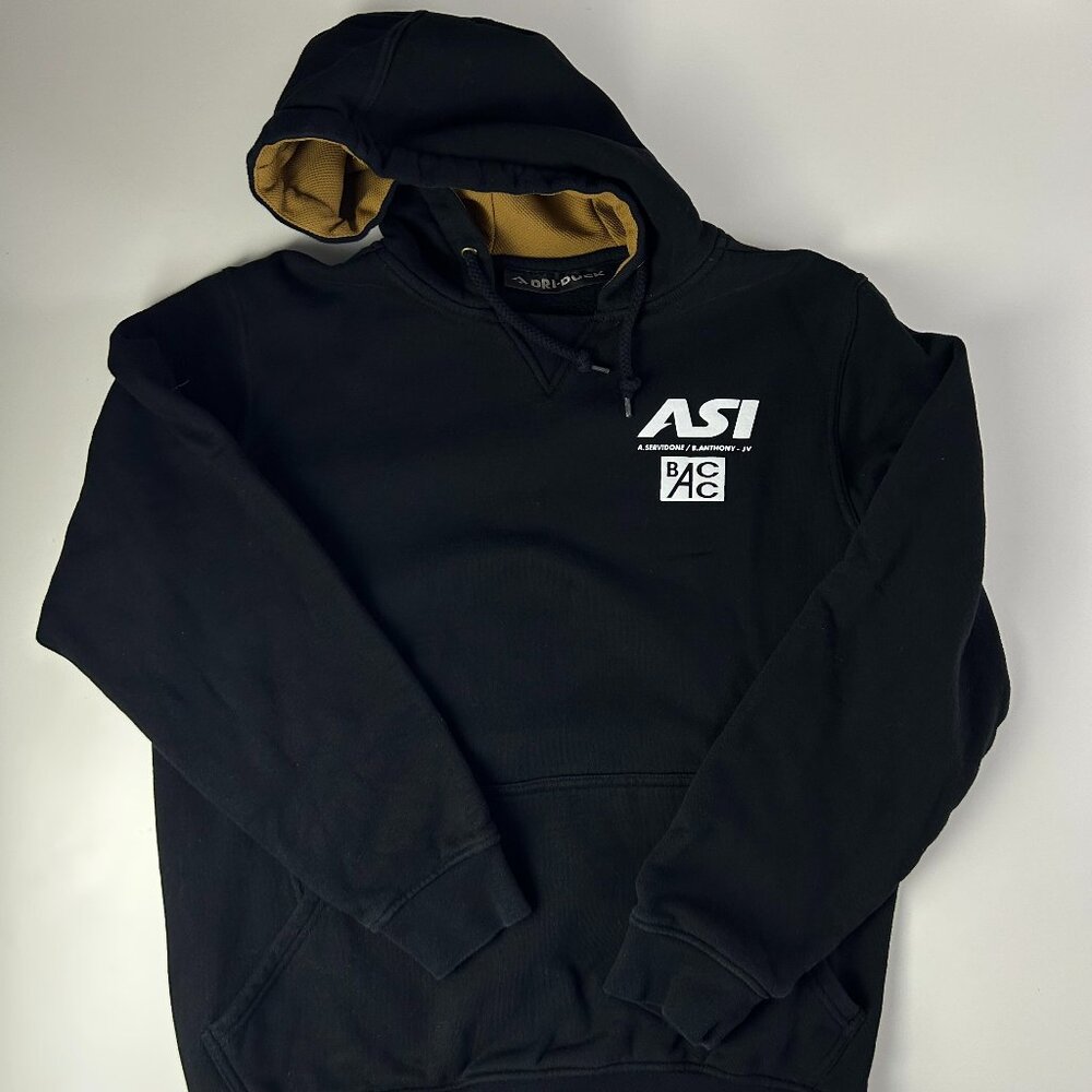 Dri Duck Black ASI Logo Pockets Fleece Pullover Hooded Sweatshirt Men's‎ Medium